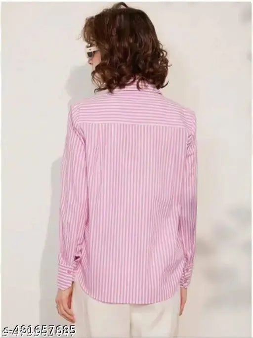 Vertical striped women cotton shirt