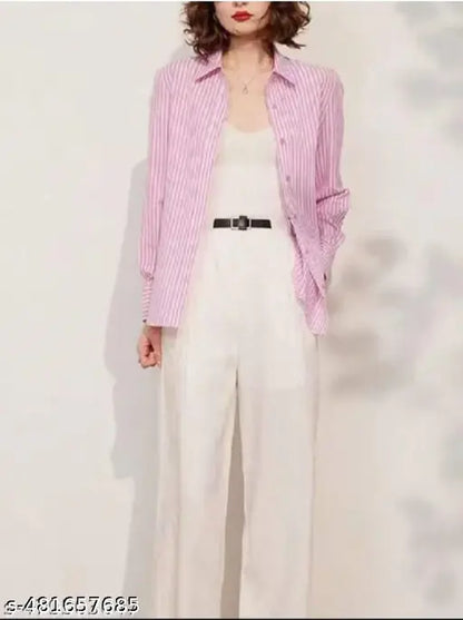 Vertical striped women cotton shirt